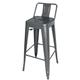 Bolero Bistro High Stool With Backrest Gun Metal (4 pack)