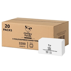Cheeky Panda V Fold Flushable Bamboo Hand Towel (Pack of 3200 Sheets) VHANDTW20