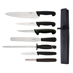 Hygiplas 7-Piece Knife Starter Set with 26.5cm Chef Knife & Roll Bag
