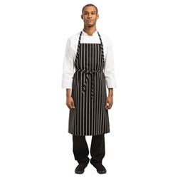 Chef Works Premium Woven Bib Apron Black and White Stripe