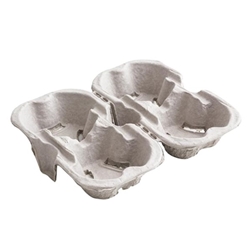 Vegware Moulded Pulp Fibre Splitable 4-Cup Carry Trays (160 Pack)