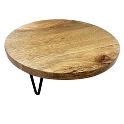 Olympia Round Display Stand Mango Wood with Metal Legs 250x80mm