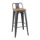 Bolero Bistro Backrest High Stools with Wooden Seat Pad Gun Metal (4 pack)