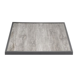 Bolero Wood Grain Effect Outdoor Tempered Glass Table Top Grey Trim 700mm