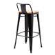 Bolero Bistro Backrest High Stools with Wooden Seat Pad Black (4 pack)