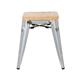Bolero Bistro Low Stools with Wooden Seat Pad Galvanised Steel (4 pack)