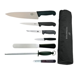 Victorinox 25cm Chef Knife with Hygiplas & Vogue Knife 7-Piece Set
