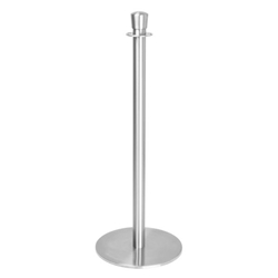 Bolero Flat Base Barrier Posts Brushed Stainless Steel (2 pack)