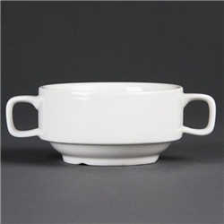 Olympia Whiteware Soup Bowls With Handles 400ml (6 pack)