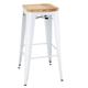 Bolero Bistro High Stools with Wooden Seatpad White (4 pack)