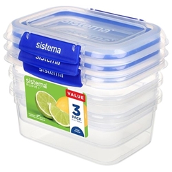 Sistema Klip It Plus Storage Containers 1Ltr (3 Pack)