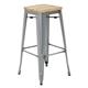 Bolero Bistro High Stools with Wooden Seat Pad Galvanised Steel (4 pack)