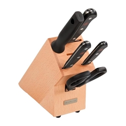 Wüsthof Gourmet Knife Block (Chef's, Utility, Paring, Honing Steel, Kitchen Shears, Knife Block) (6 Pack)