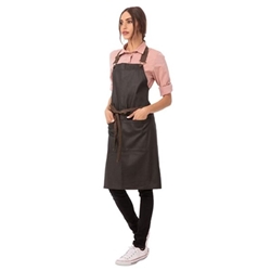 Chef Works Urban Wet Look Boulder Bib Apron Black and Brown
