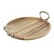 Olympia Round Dish Acacia Wood Metal Handles 345x305x80mm