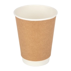 Fiesta Recyclable Coffee Cups Double Wall Kraft 340ml / 12oz (25 Pack)