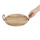 Olympia Round Dish Acacia Wood Metal Handles 345x305x80mm