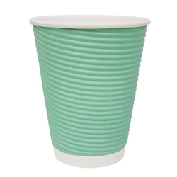 Fiesta Recyclable Coffee Cups Ripple Wall Turquoise 340ml / 12oz (500 Pack)