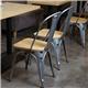 Bolero Bistro Side Chairs with Wooden Seat Pad Galvanised Steel (4 pack)