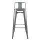 Bolero Bistro High Stool With Backrest Gun Metal (4 pack)