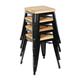 Bolero Bistro Low Stools with Wooden Seat Pad Black (4 pack)