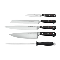 Wüsthof Classic Knife Set (Chef's, Paring, Bread, Carving, Honing Steel) (5 Pack)