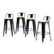 Bolero Bistro Backrest High Stools with Wooden Seat Pad Black (4 pack)