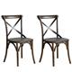 Bolero Wooden Dining Chair with Metal Cross Backrest Walnut Finish (2 pack)