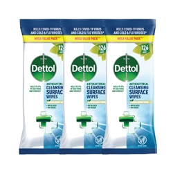 Dettol Antibacterial Cleansing Wipes (Pack of 126) - 3 for 2 Offer (378 Wipes)