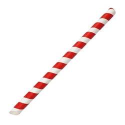 Fiesta Compostable Bubble Tea Straw Red & White 12x210mm (150 Pack)