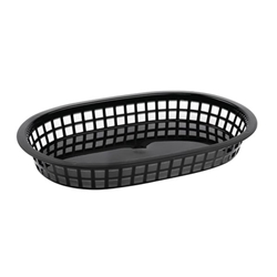 Olympia Oval Polypropylene Food Basket Black (6 Pack)