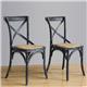 Bolero Wooden Dining Chair with Cross Backrest Black Wash Finish (Box 2)