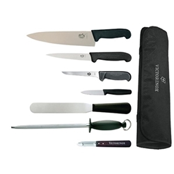 Victorinox 21.5cm Chef Knife with Hygiplas & Vogue 7-Piece Knife Set