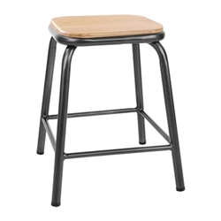 Bolero Cantina Low Stools with Wooden Seat Pad Metallic Grey (4 pack)