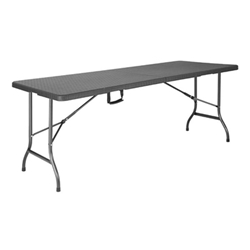 Bolero Rattan Rectangular Centre Folding Table Black 6ft