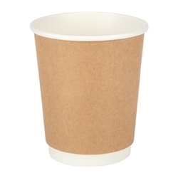 Fiesta Recyclable Coffee Cups Double Wall Kraft 225ml / 8oz (25 Pack)