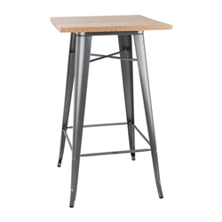 Bolero Bistro Bar Table with Wooden Top Gun Metal