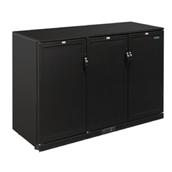 Polar G-Series 900mm Triple Solid Door Back Bar Cooler in Black 330Ltr
