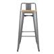 Bolero Bistro Backrest High Stools with Wooden Seat Pad Gun Metal (4 pack)