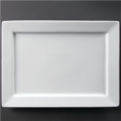 Olympia Whiteware Wide Rim Rectangular Platter 400x295mm