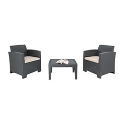 Bolero PP Armchair and Table Wicker Set Grey