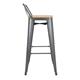 Bolero Bistro Backrest High Stools with Wooden Seat Pad Gun Metal (4 pack)