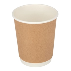 Fiesta Recyclable Coffee Cups Double Wall Kraft 225ml / 8oz (500 Pack)