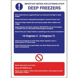 Vogue Deep Freezer Guidelines Sign