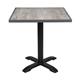 Bolero Wood Grain Effect Outdoor Tempered Glass Table Top Grey Trim 700mm