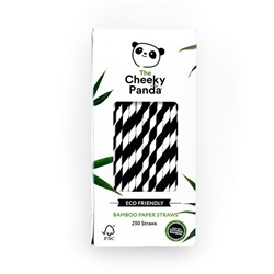 Cheeky Panda Bamboo Paper Straw Black Stripes (Pack of 250) 0111129