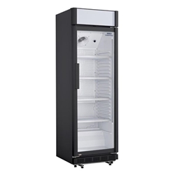 CaterBase Upright Display Cooler Black with Light Box - 354Ltr