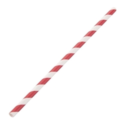 Fiesta Compostable Paper Straws Red Stripes (250 Pack)