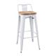 Bolero Bistro Backrest High Stools with Wooden Seat Pad White (4 pack)