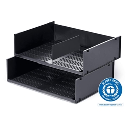 Durable OPTIMO Recycled Plastic Stackable Letter Tray - A3 & A4 Grey